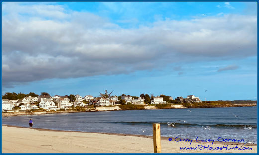 Bonnet Shores beach Narragansett with homes for sale April 2022